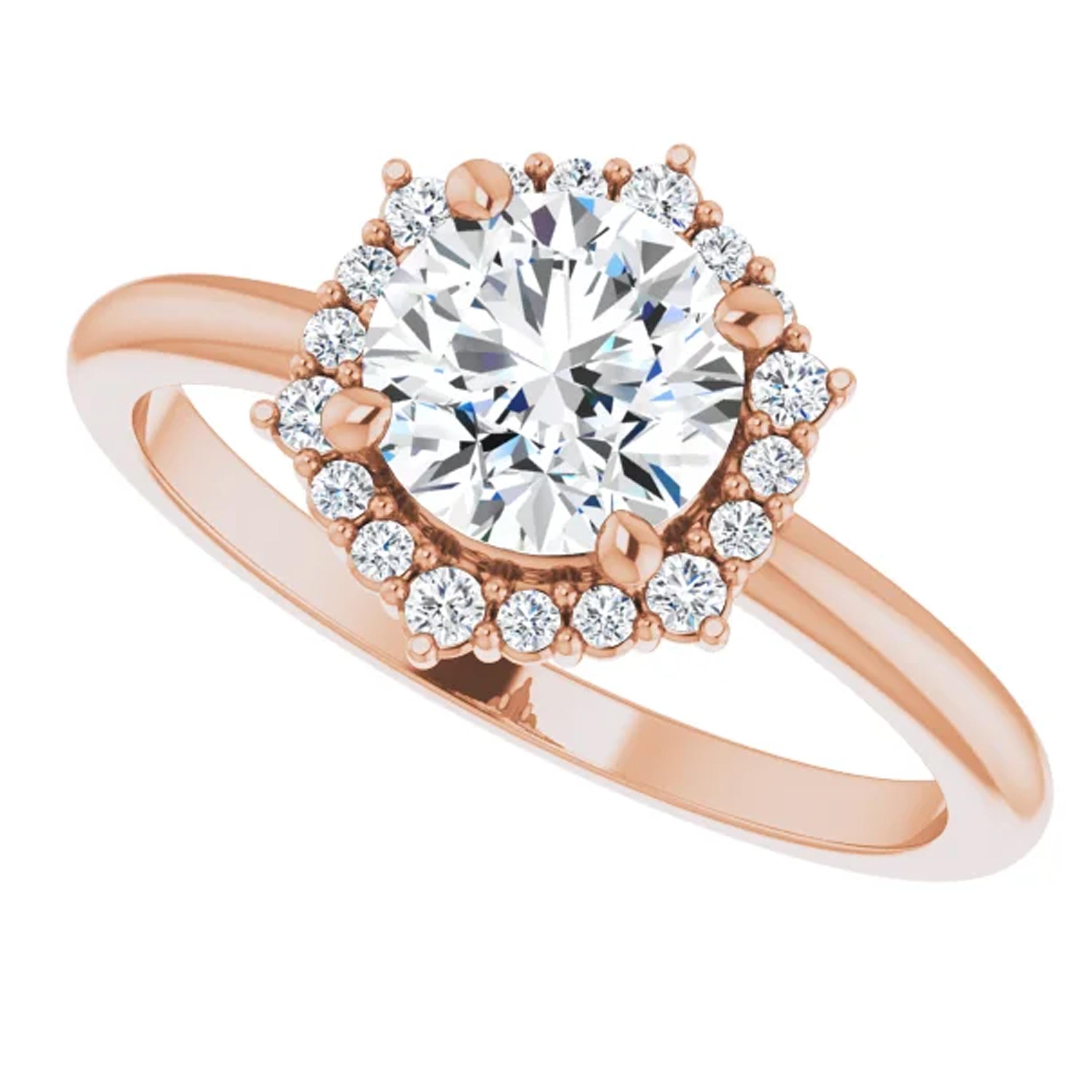 rose gold engagement ring halo