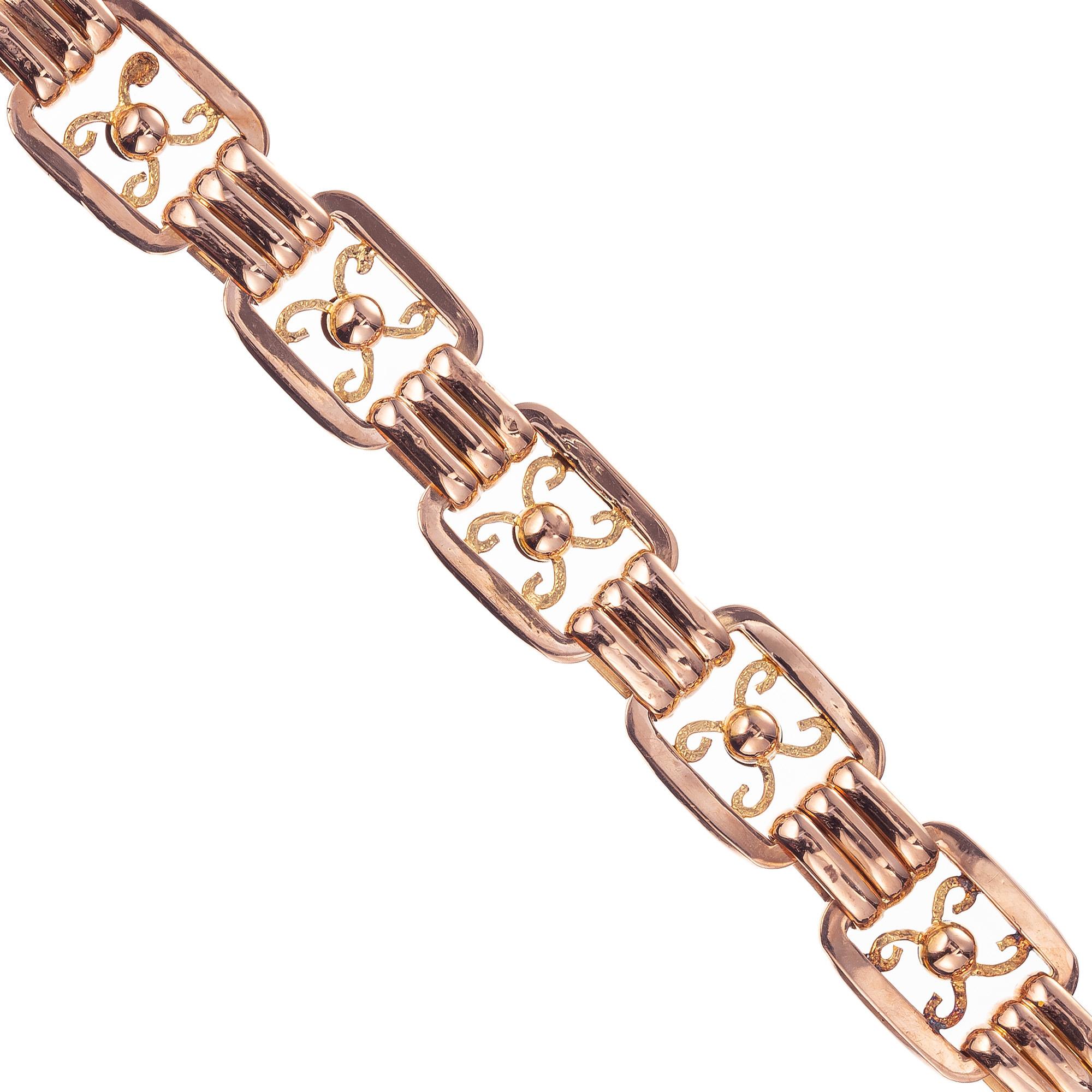 Women's Rose Gold Handmade Rectangular Link Bracelet  For Sale