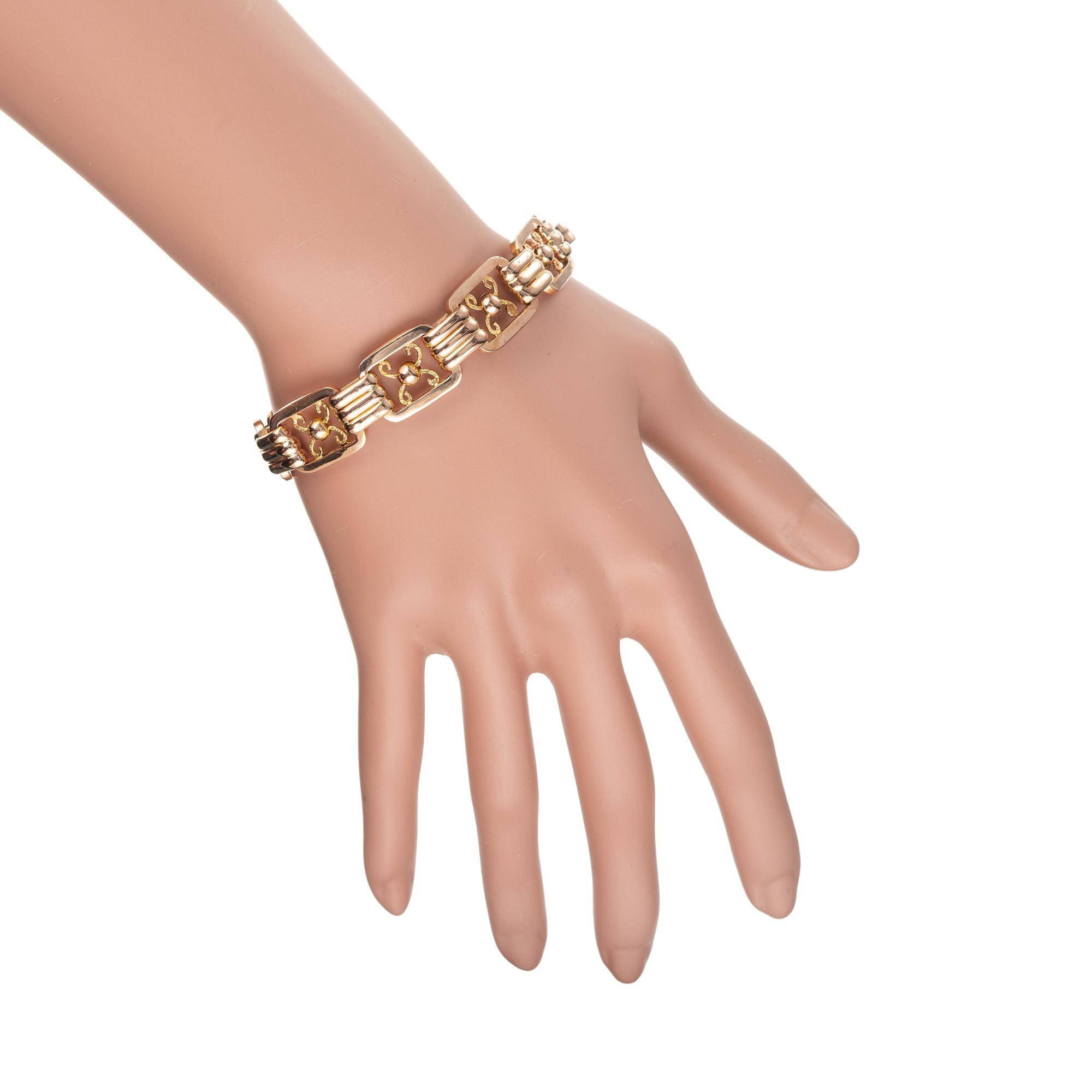 Rose Gold Handmade Rectangular Link Bracelet  For Sale 1