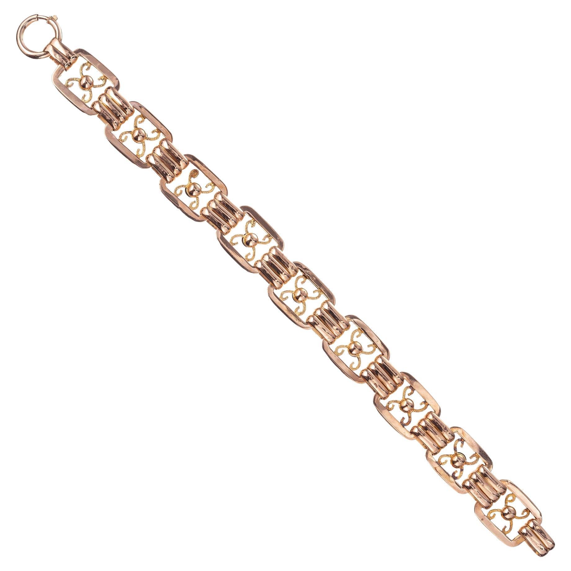 Rose Gold Handmade Rectangular Link Bracelet  For Sale