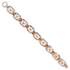 Bracelet à maillons rectangulaires en or rose fait à la main
