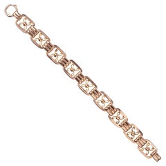 Vintage Rose Gold Handmade Rectangular Link Bracelet 