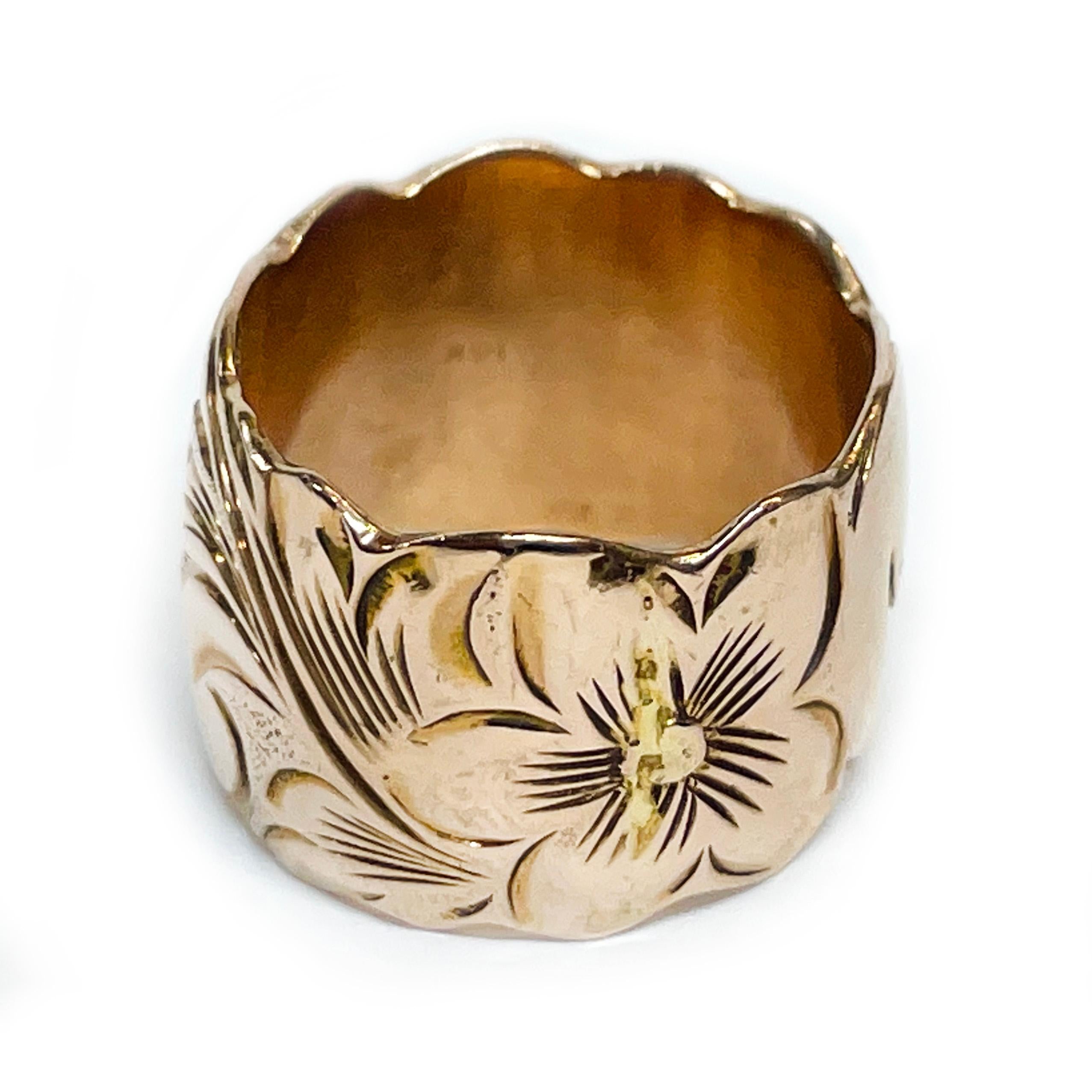 Hawaiianischer geblümter Ring aus Roségold (Kunsthandwerker*in) im Angebot