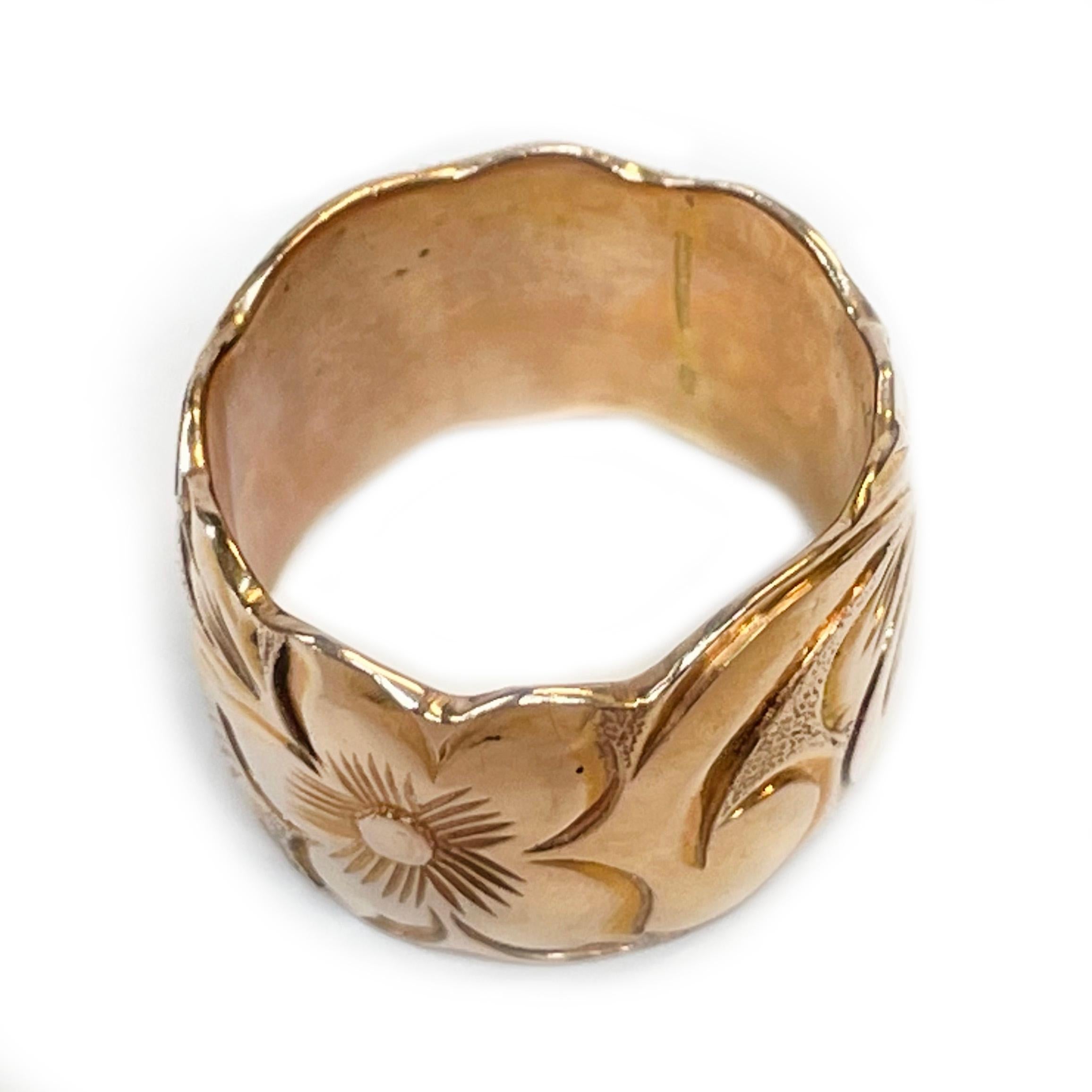 Artisan Rose Gold Hawaiian Floral Ring For Sale