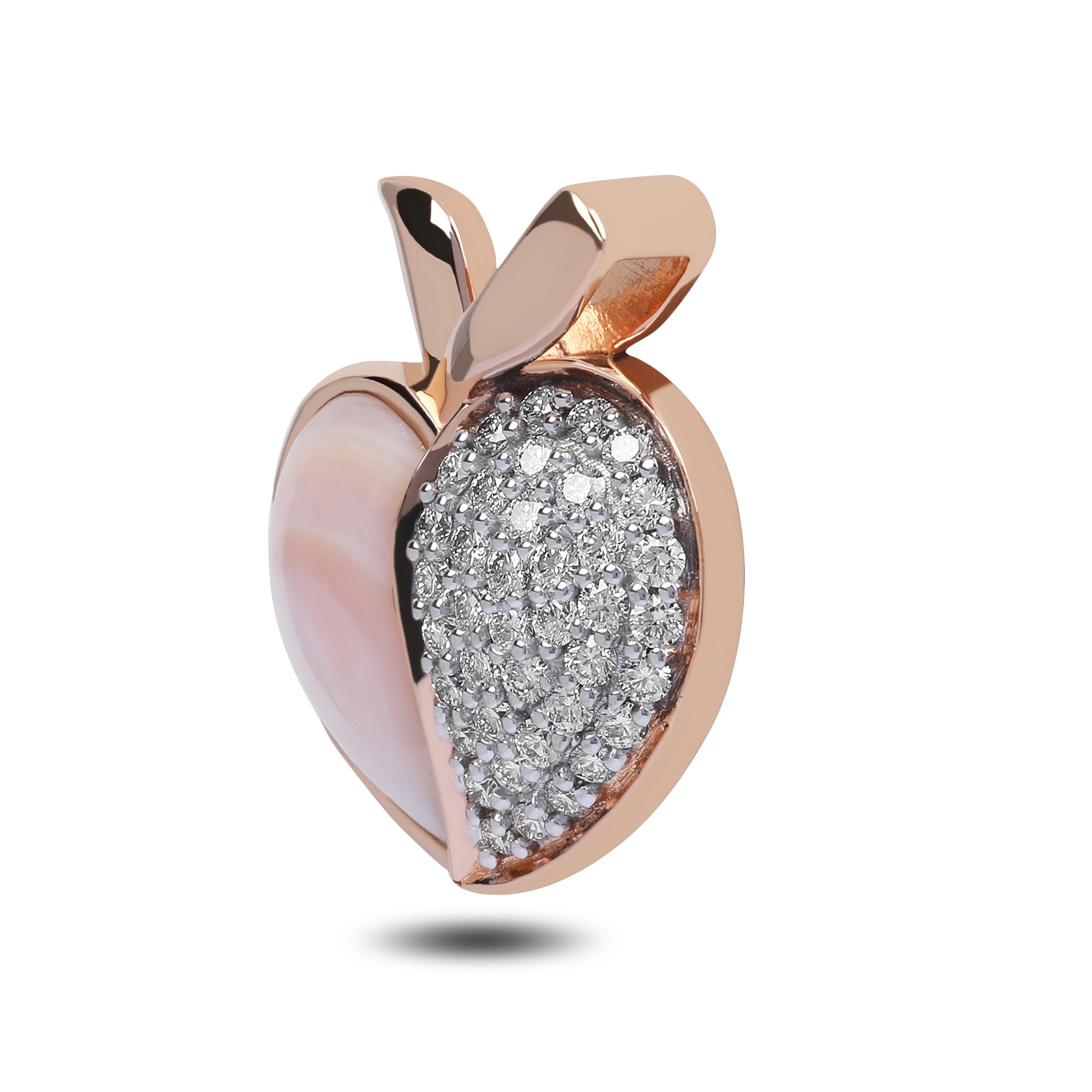 Women's Rose Gold Heart Pendant with Mother of Pearl & Diamonds For Sale