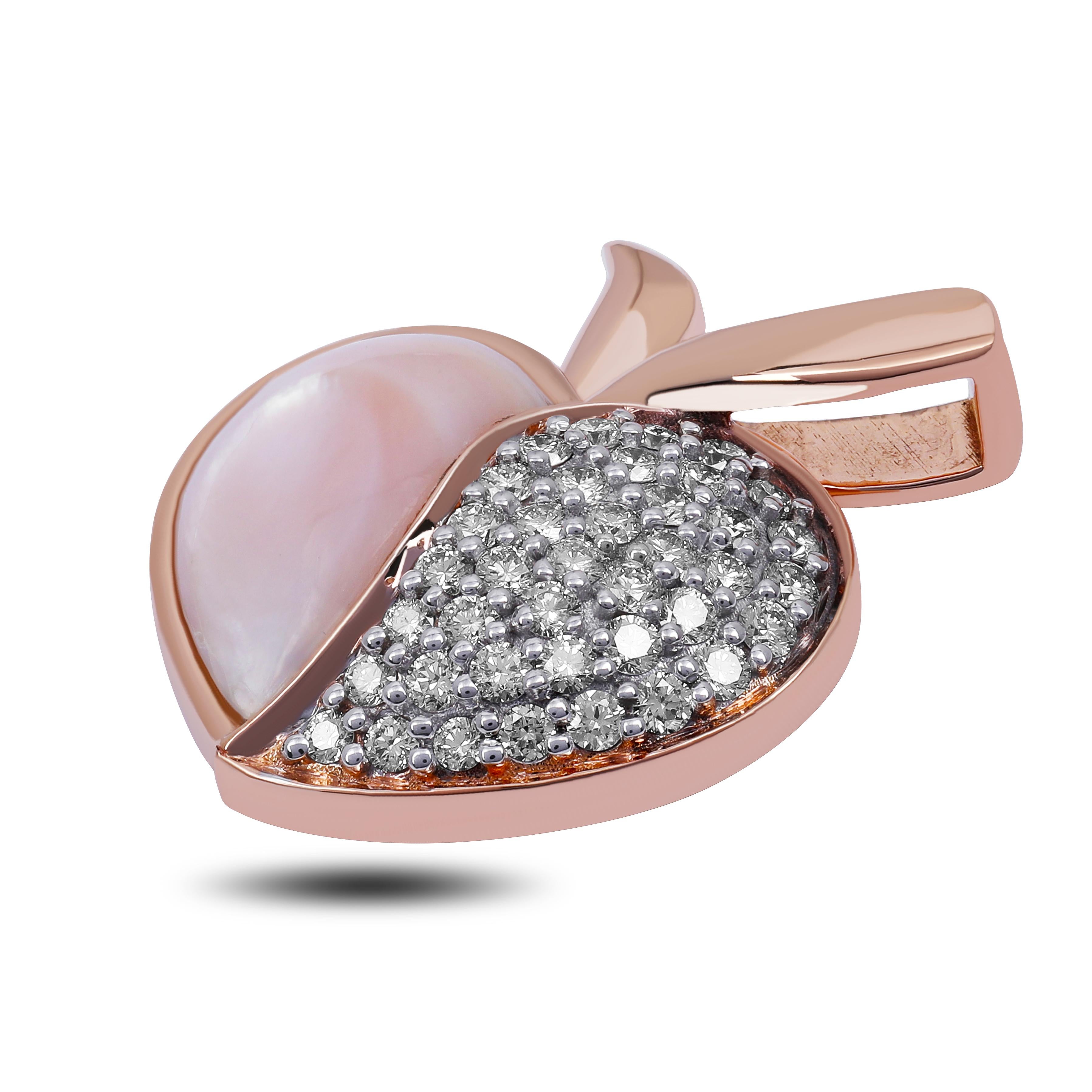 Rose Gold Heart Pendant with Mother of Pearl & Diamonds For Sale 1