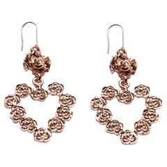 Rose Gold Heart Rosette Earrings