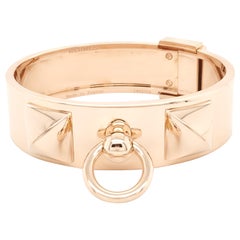 Rose Gold Hermes Collier de Chien Bangle Bracelet