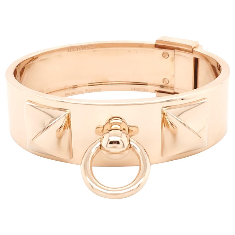 Rose Gold Hermes Collier de Chien Bangle Bracelet at 1stDibs