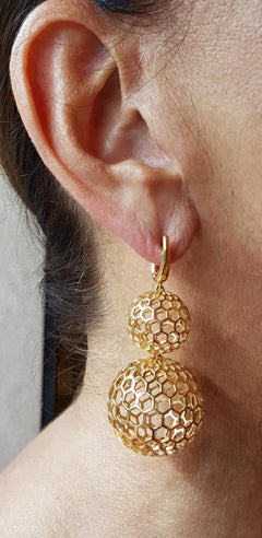 Rose Gold Honey Comb Disco Ball Earring