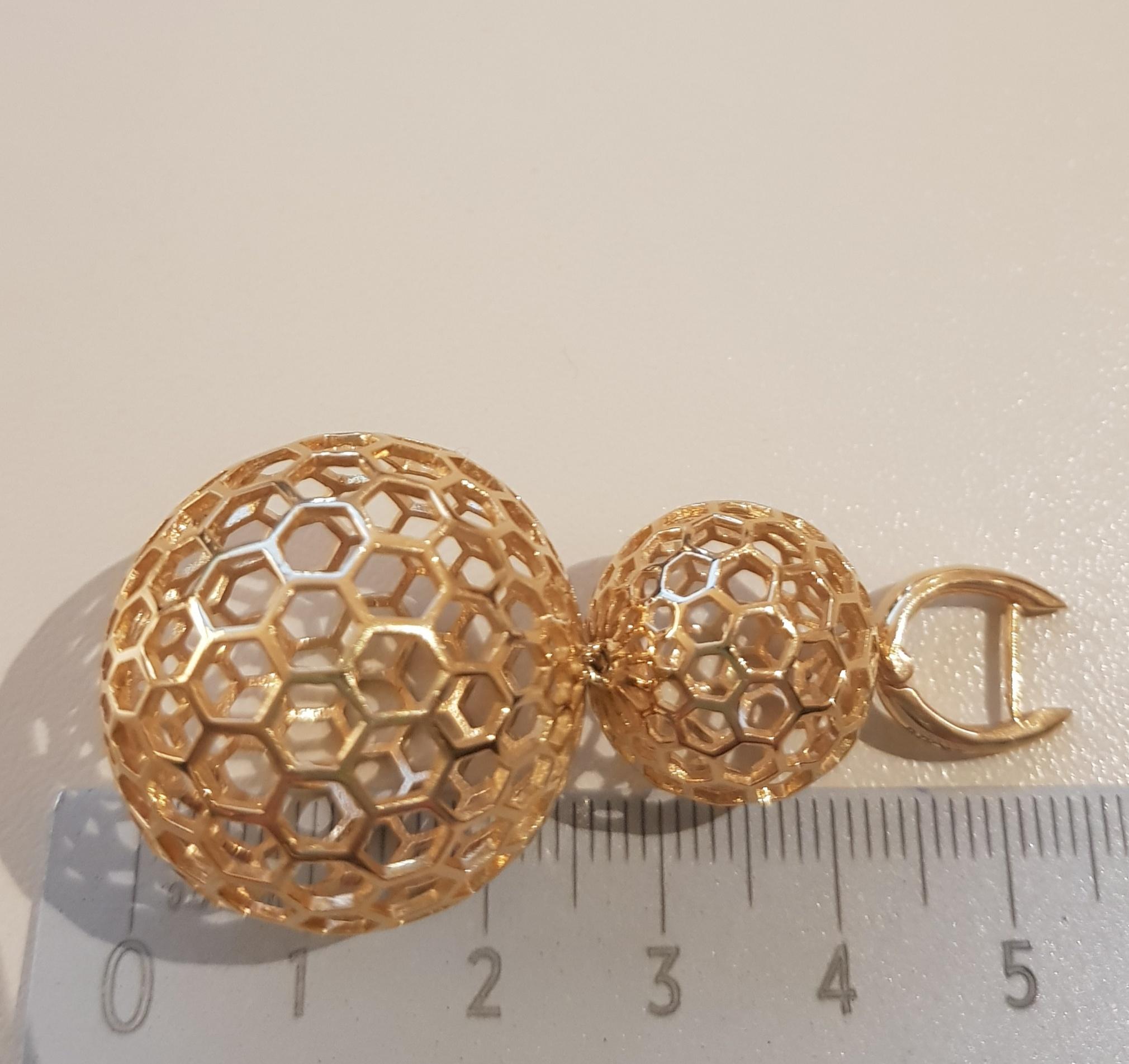 Contemporary Rose Gold Honey Comb Disco Ball Earring For Sale