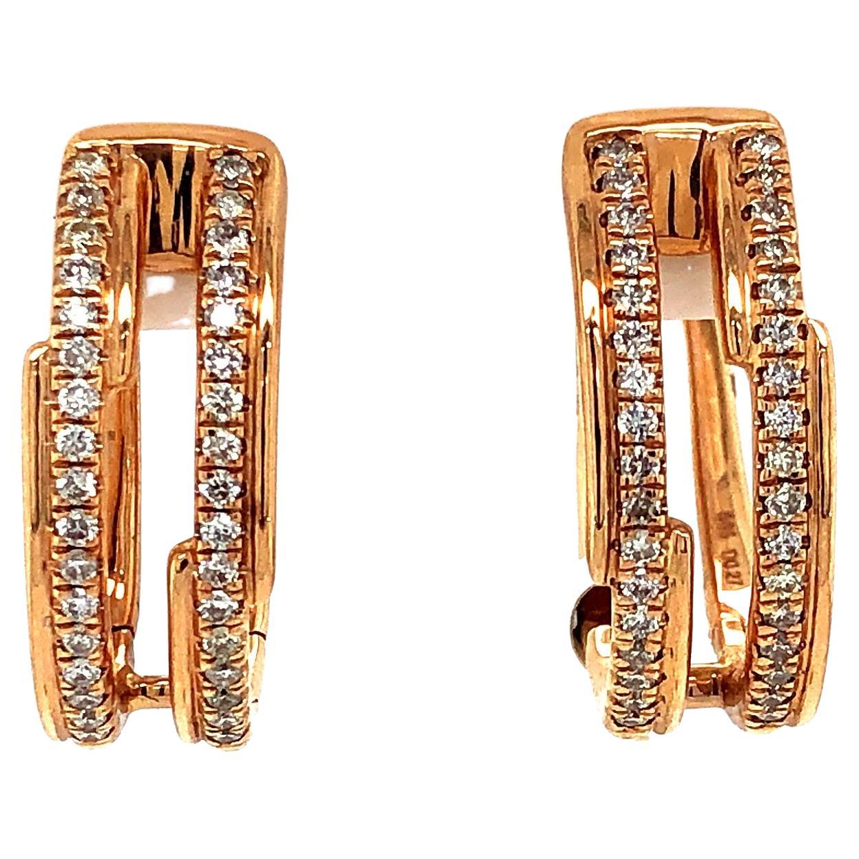 Rose Gold Hoop Earrings With Diamonds in Rose Gold