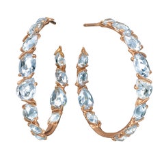 Rose Gold Hoop Earrings with Rose Cut White Sapphires