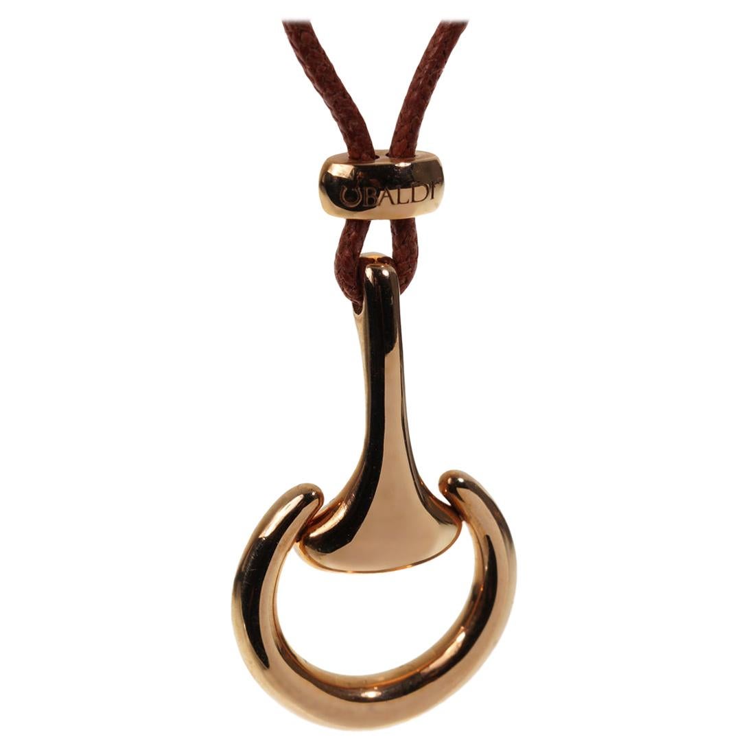 Rose Gold Horsebit Leather Necklace For Sale