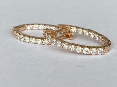 Rose 18 kt Gold Huggies Hoop 1.00 ct  Diamond Earrings
