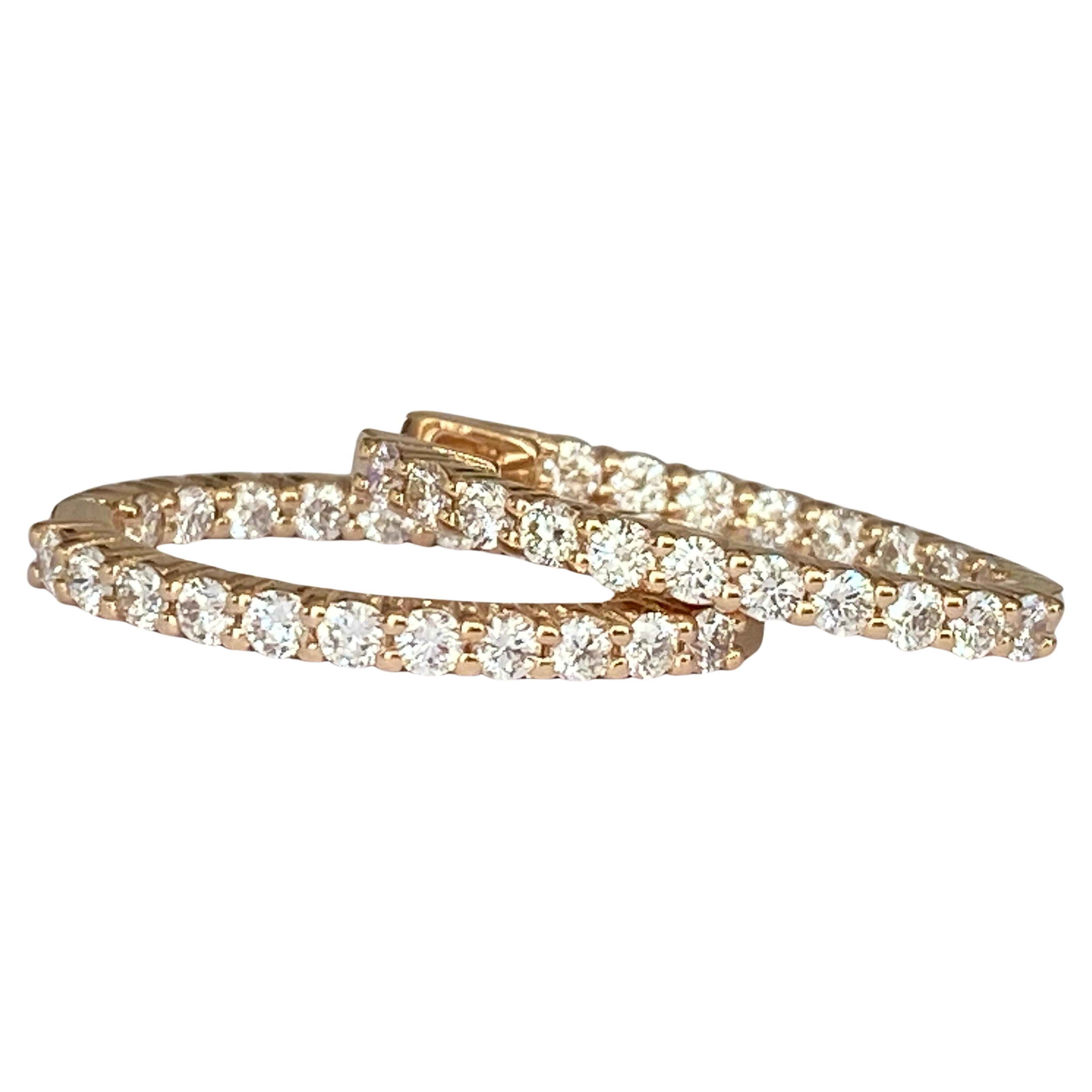 Rose Gold Huggies Hoop Diamond Earrings