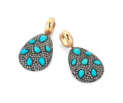 Rose Gold Icy Diamond Turquoise Earring