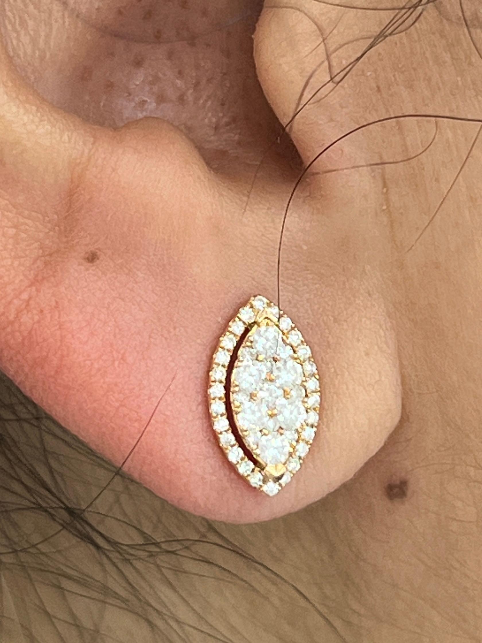 Modern Rose Gold Illusion Diamond Marquise Shaped Earrings For Sale