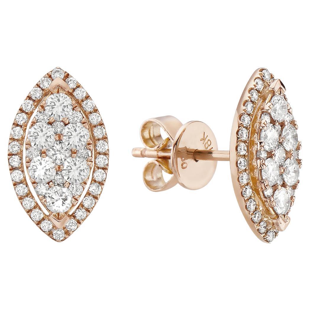 Rose Gold Illusion Diamond Marquise Shaped Earrings For Sale