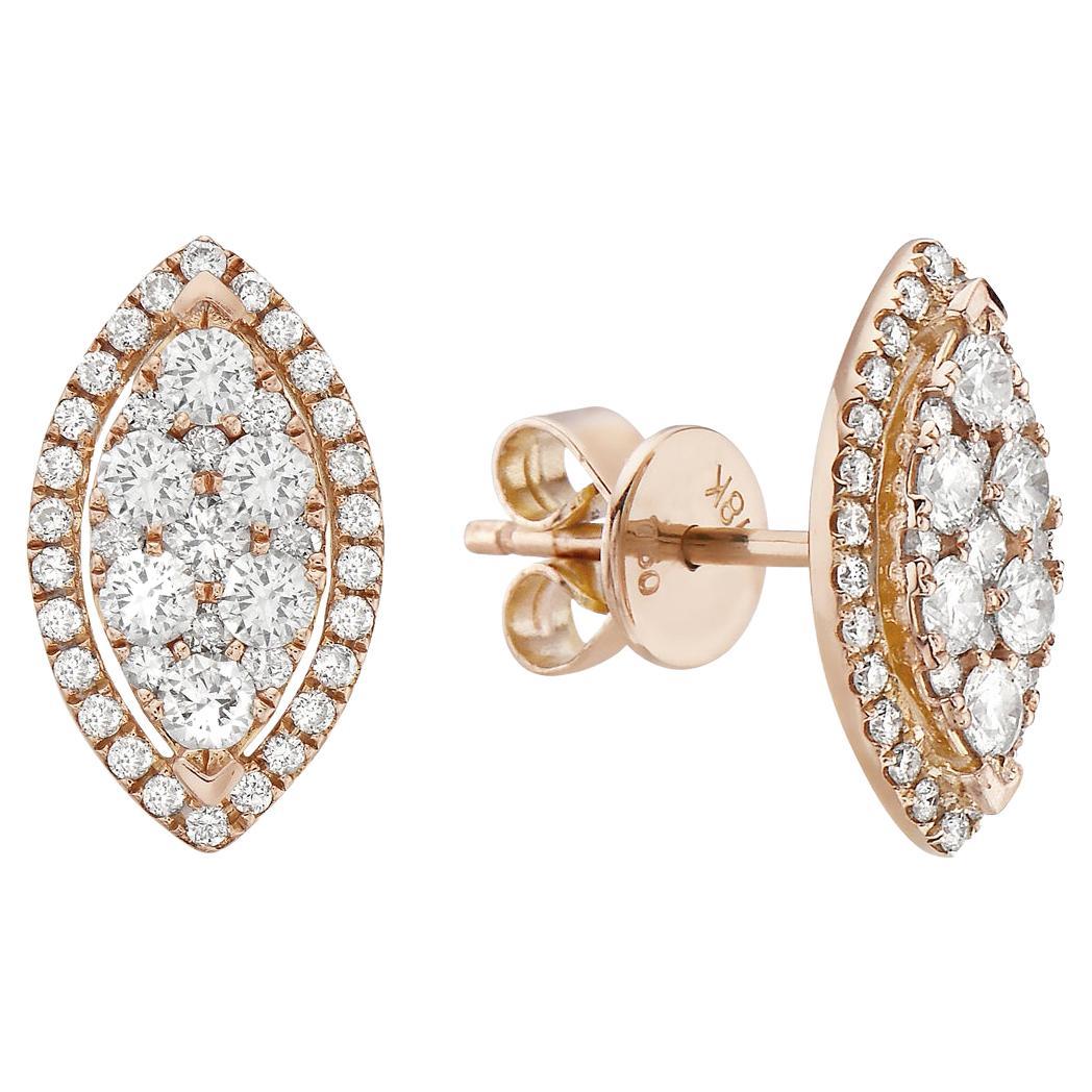 Orecchini a forma di marquise con diamante illusorio in oro rosa in vendita