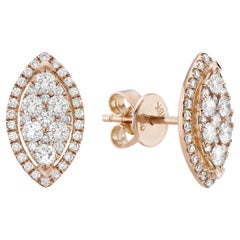 Rose Gold Illusion Diamond Marquise Shaped Earrings