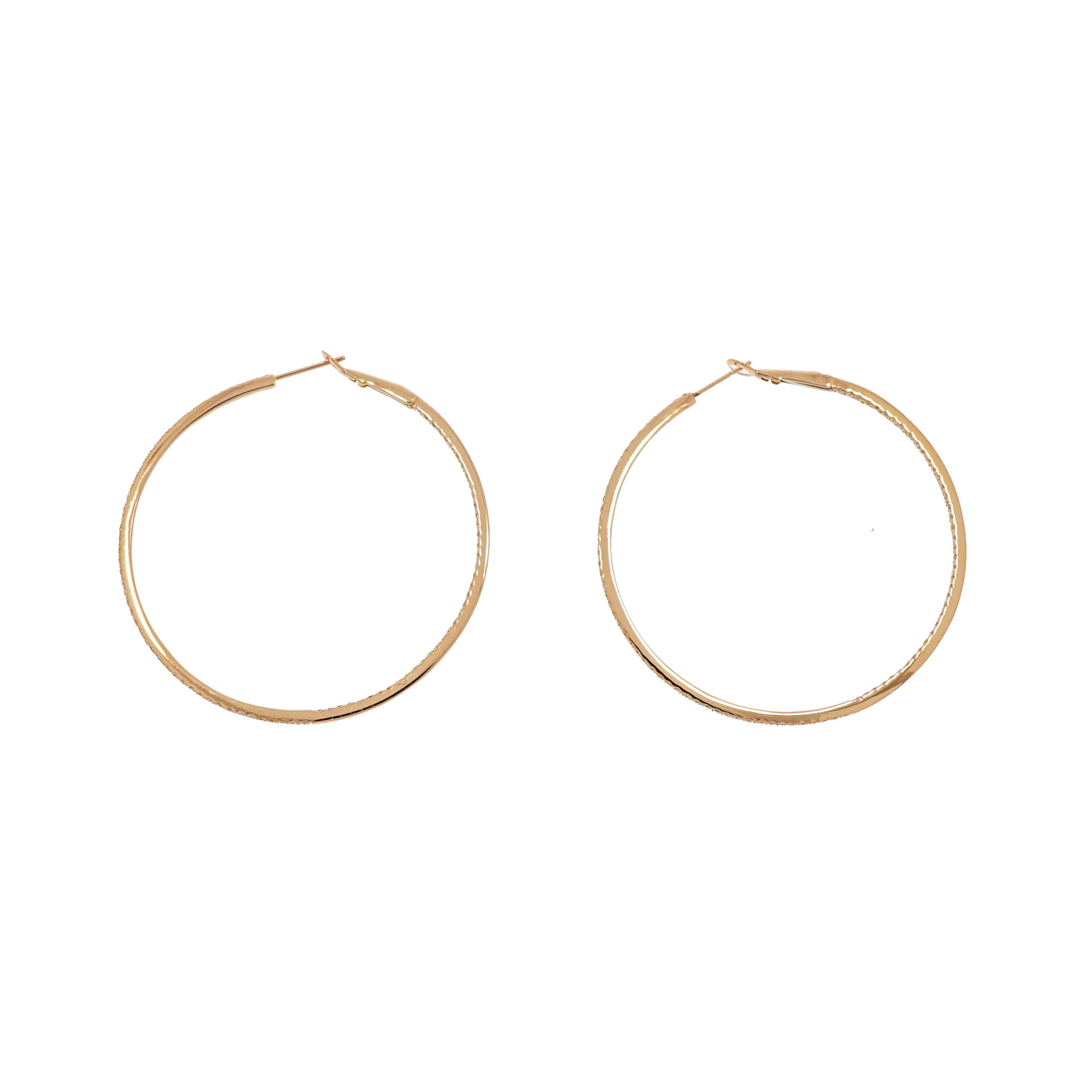 Modern Rose Gold In-Out Diamond Hoops