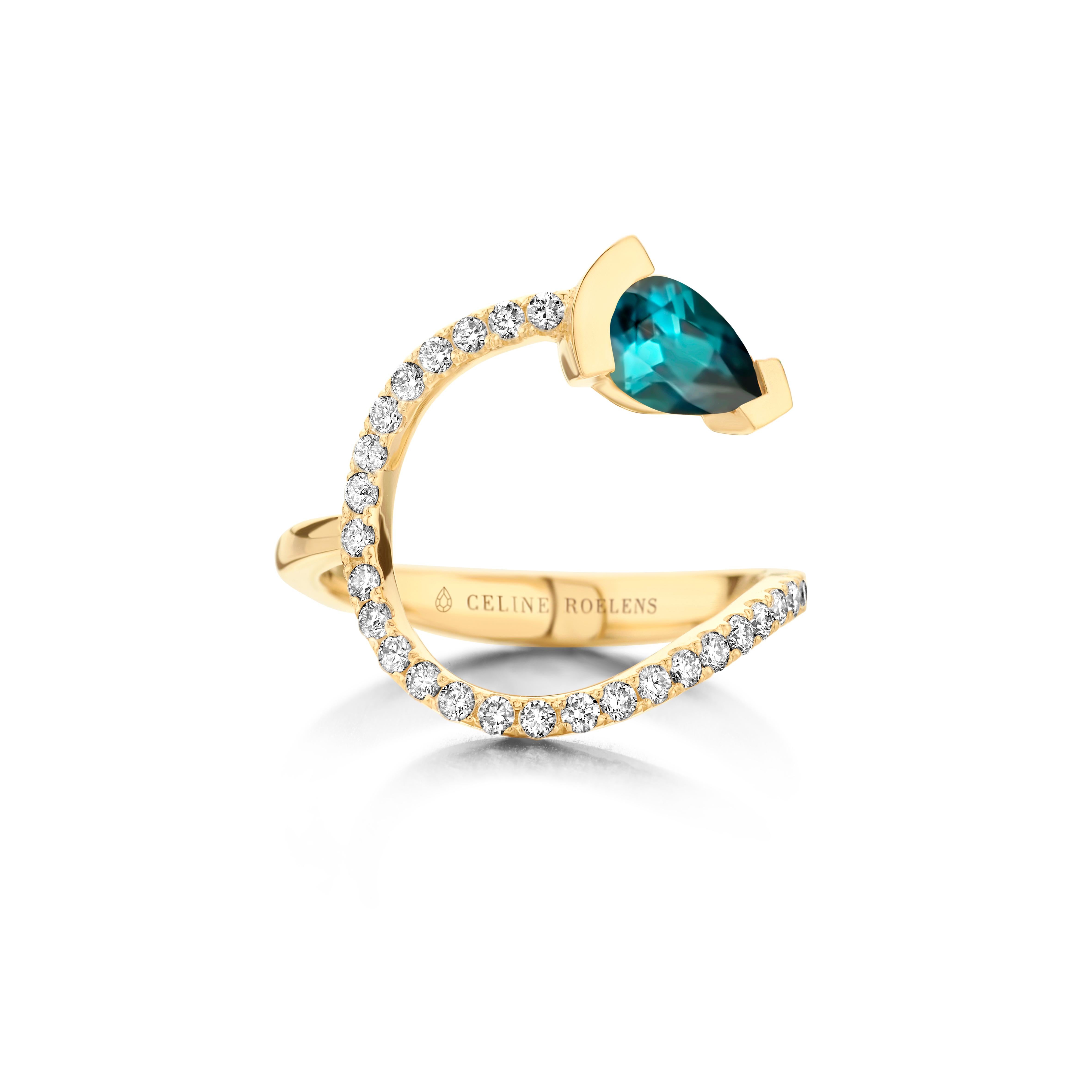 Contemporary Rose Gold Indicolite Diamond Cocktail Ring For Sale