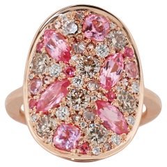 Rose Gold Intense Pink Spinel Champagne Diamond Pink Diamond Pink Sapphire Ring