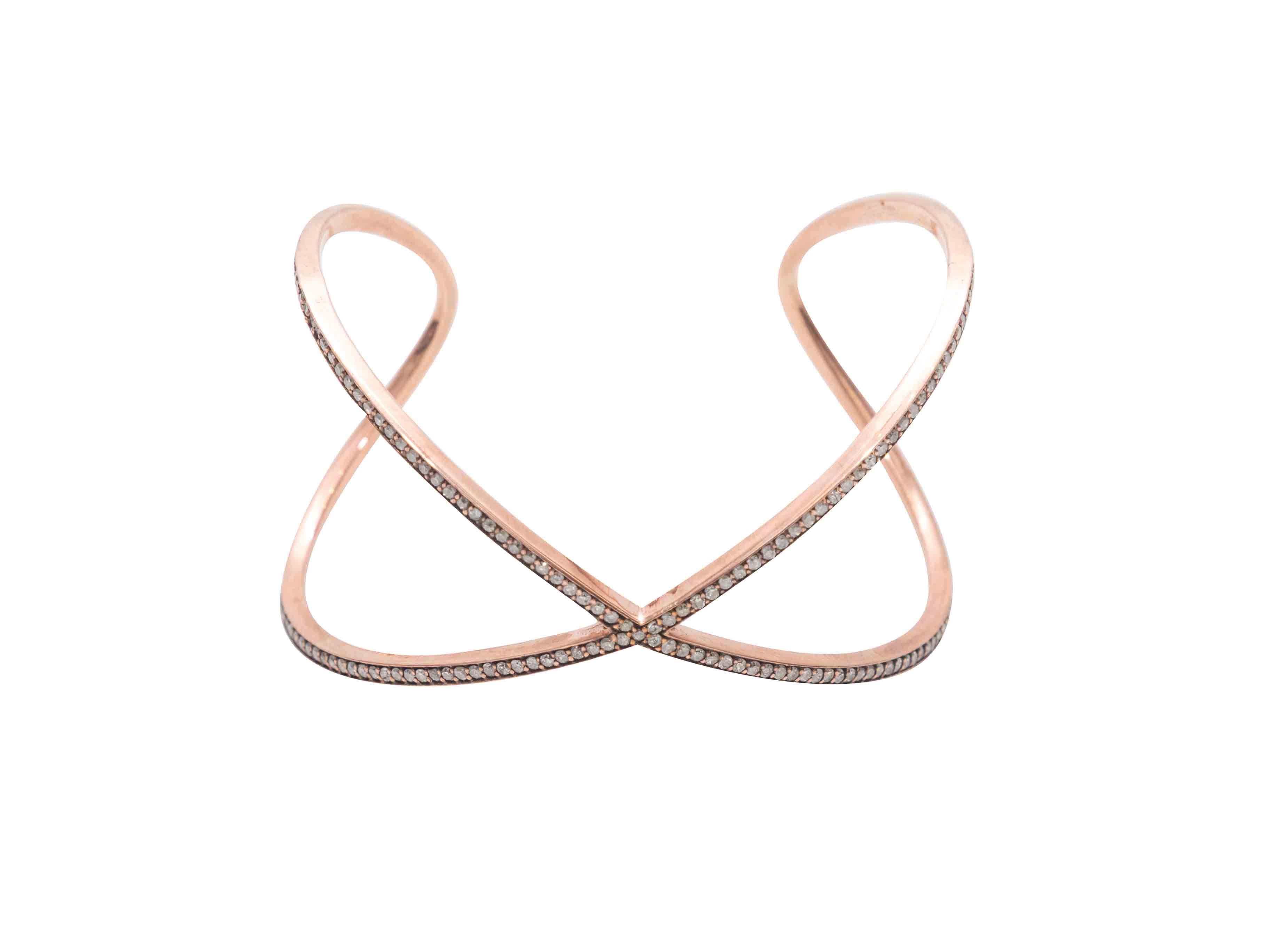 Bracciale in oro rosa e pavé di diamanti di Jennifer Miller. Larghezza 1,625