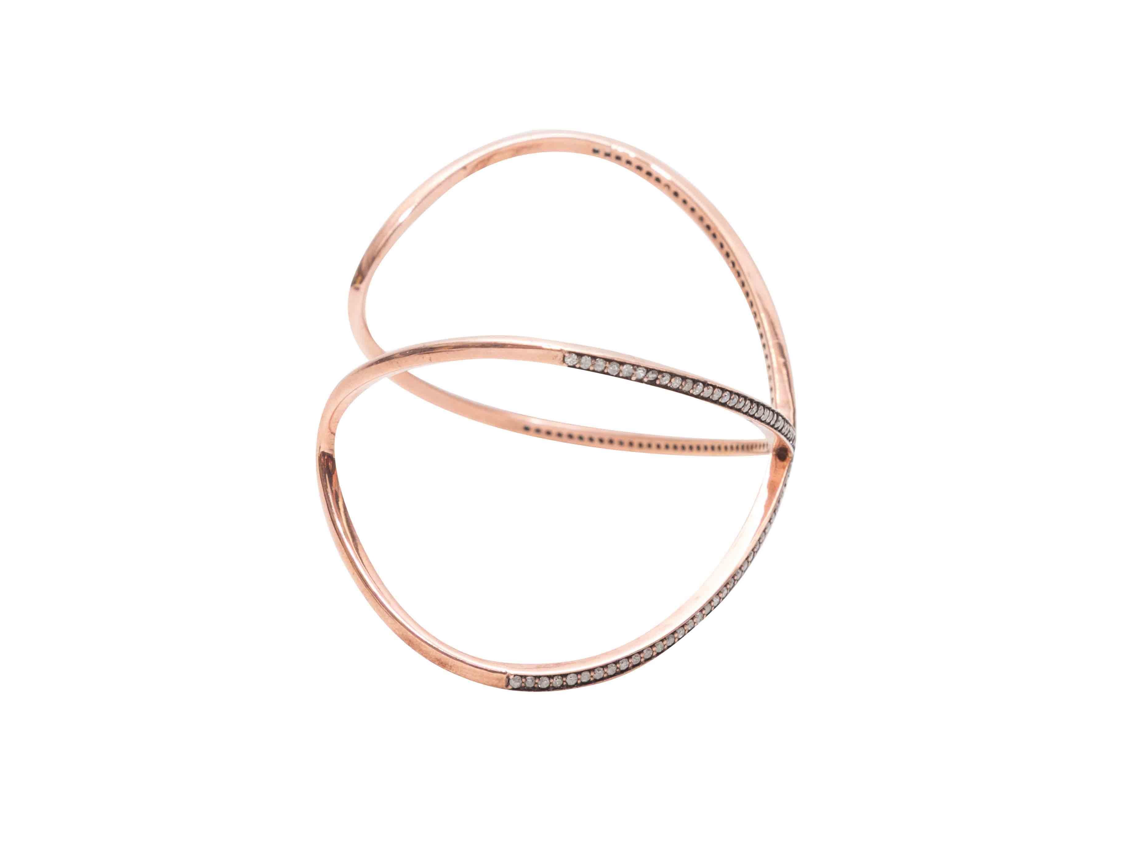 Taglio rotondo Bracciale con diamanti in pavé in oro rosa Jennifer Miller in vendita