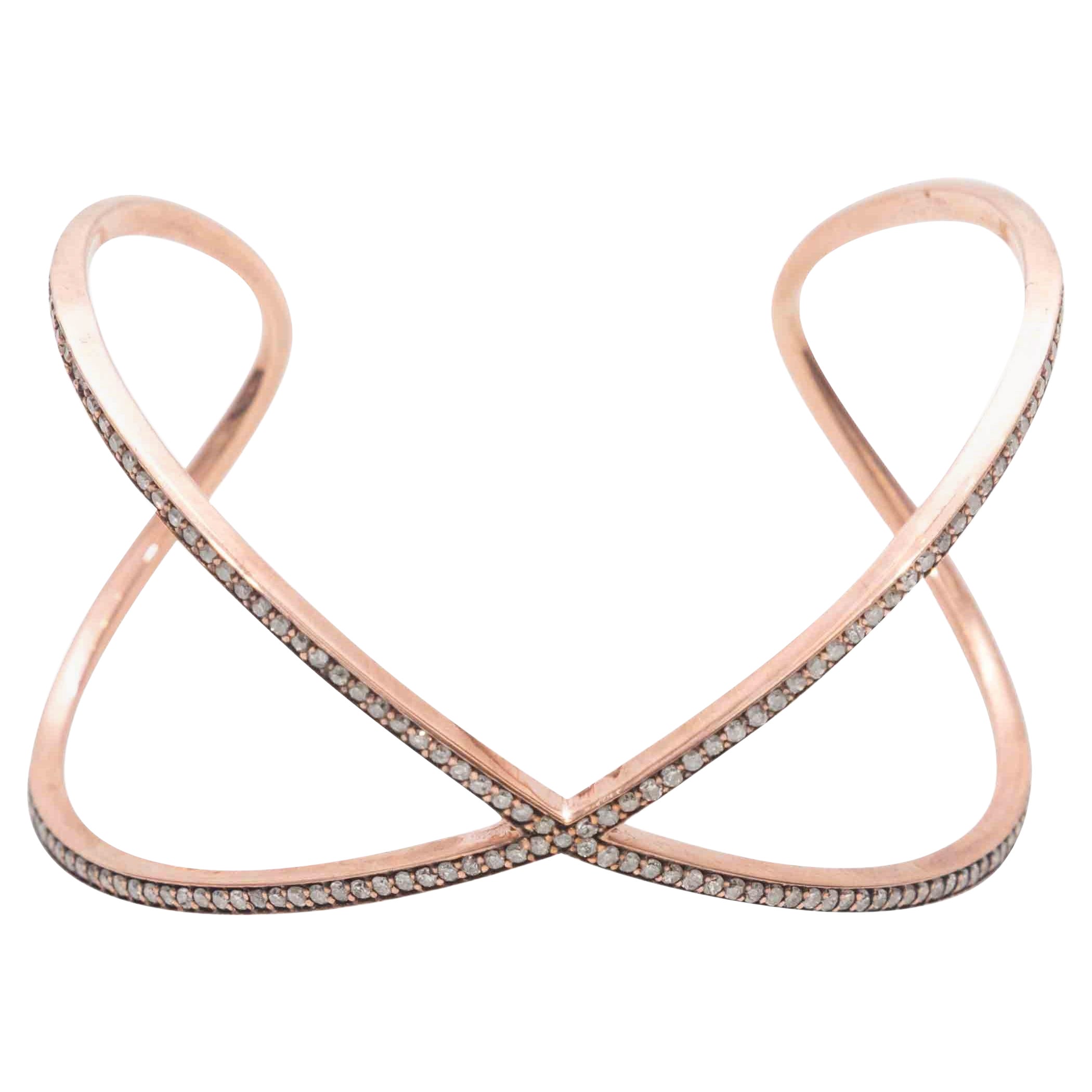 Rose Gold Jennifer Miller Pave Diamond Manschettenarmband im Angebot