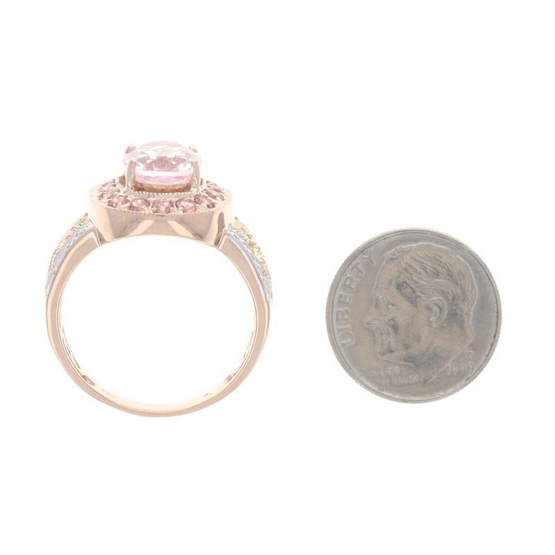 Roségold Kunzit, Turmalin & Diamant Halo-Ring - 14k Oval 3,09ctw Milgrain im Angebot 1