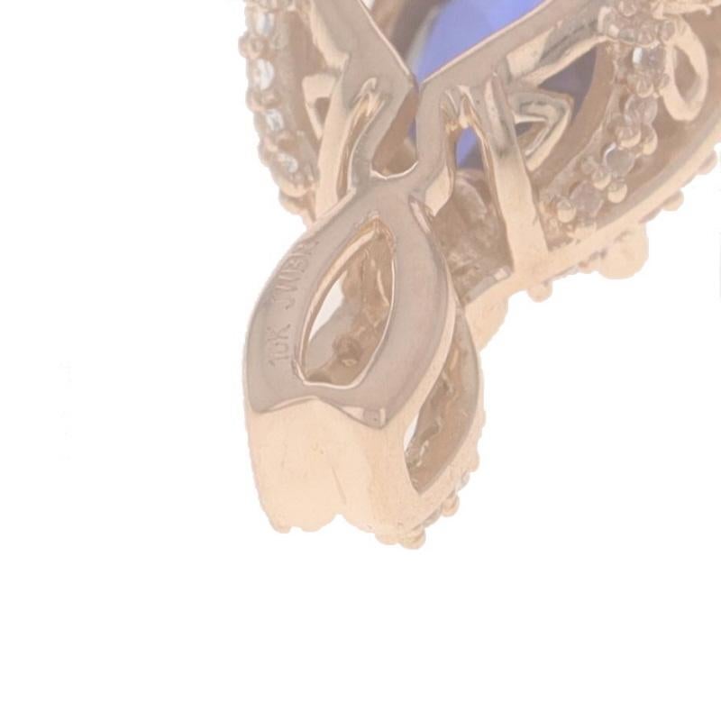 Women's Rose Gold Lab Created Blue and White Sapphire Halo Pendant - 10k Oval 1.85ctw For Sale