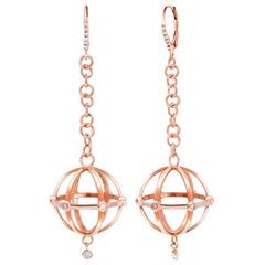 Rose Gold Large Globe Shape Diamond Hoop Earrings