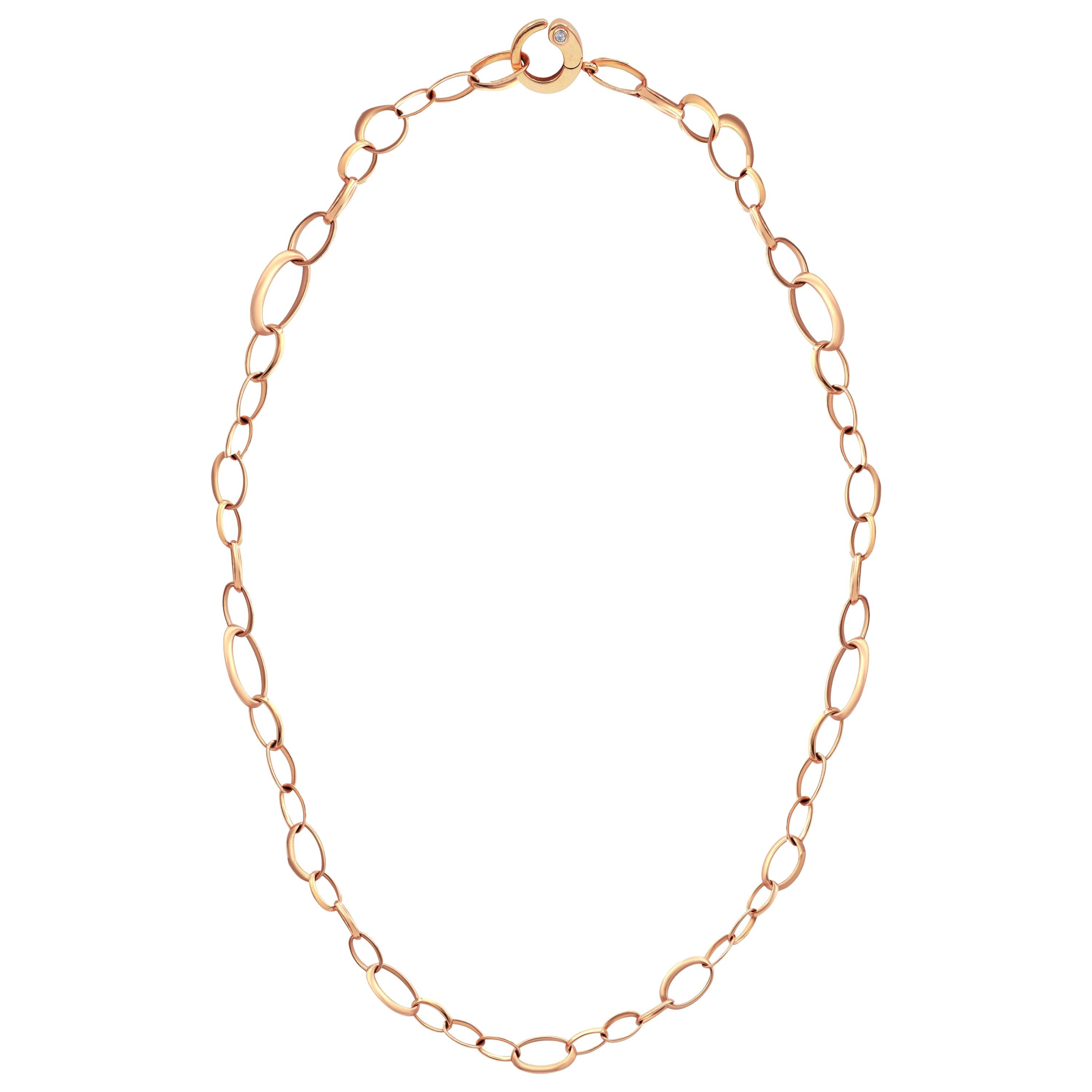 Collier long à maillons en or rose