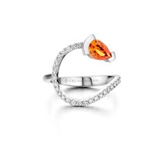 Rose Gold Mandarin Garnet Diamond Cocktail Ring