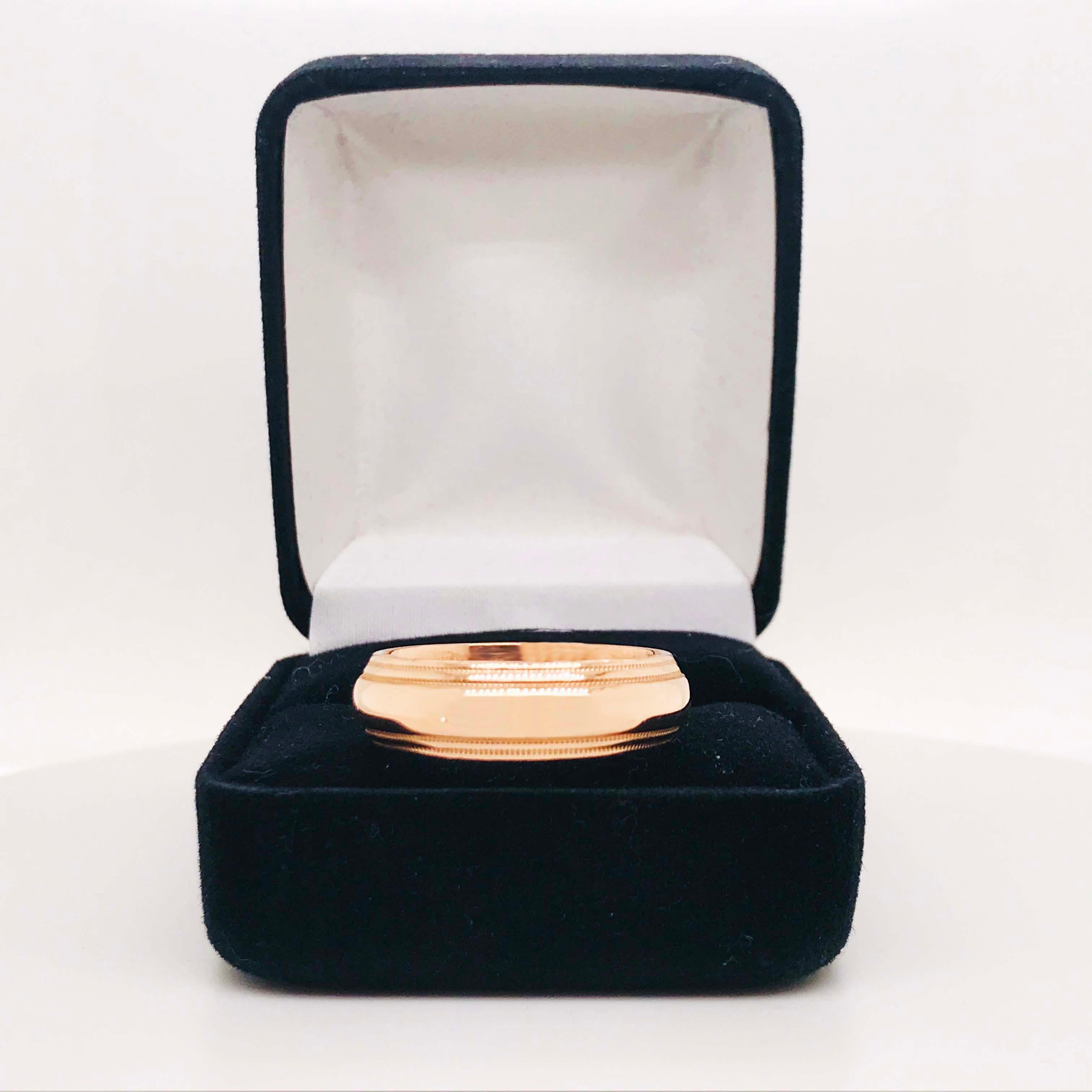 Alliance pour homme en or rose, large anneau demi-rond en or rose 14 carats Excellent état - En vente à Austin, TX