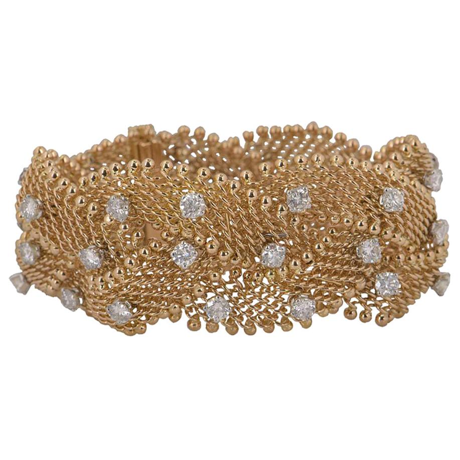 Rose Gold Mesh Diamond Bracelet 7.92 Carat