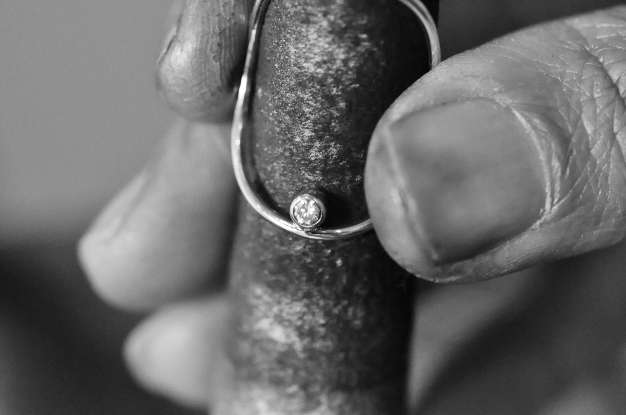 Rose Gold Minimalist Diamond Statement Ring In New Condition In Westlake Village, CA