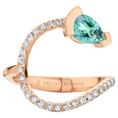 Rose Gold Mint Tourmaline Diamond Cocktail Ring