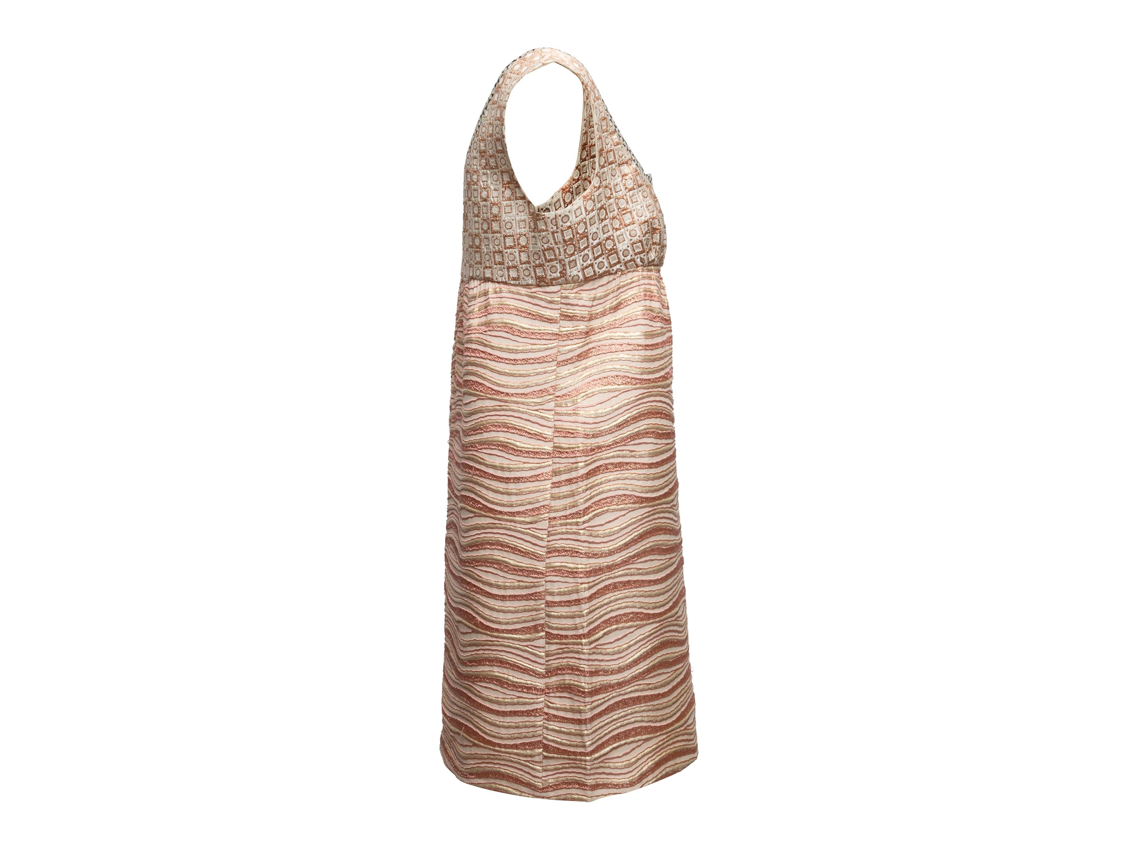 Women's or Men's Rose & Gold Miu Miu Jacquard Sleeveless Mini Dress Size IT 44