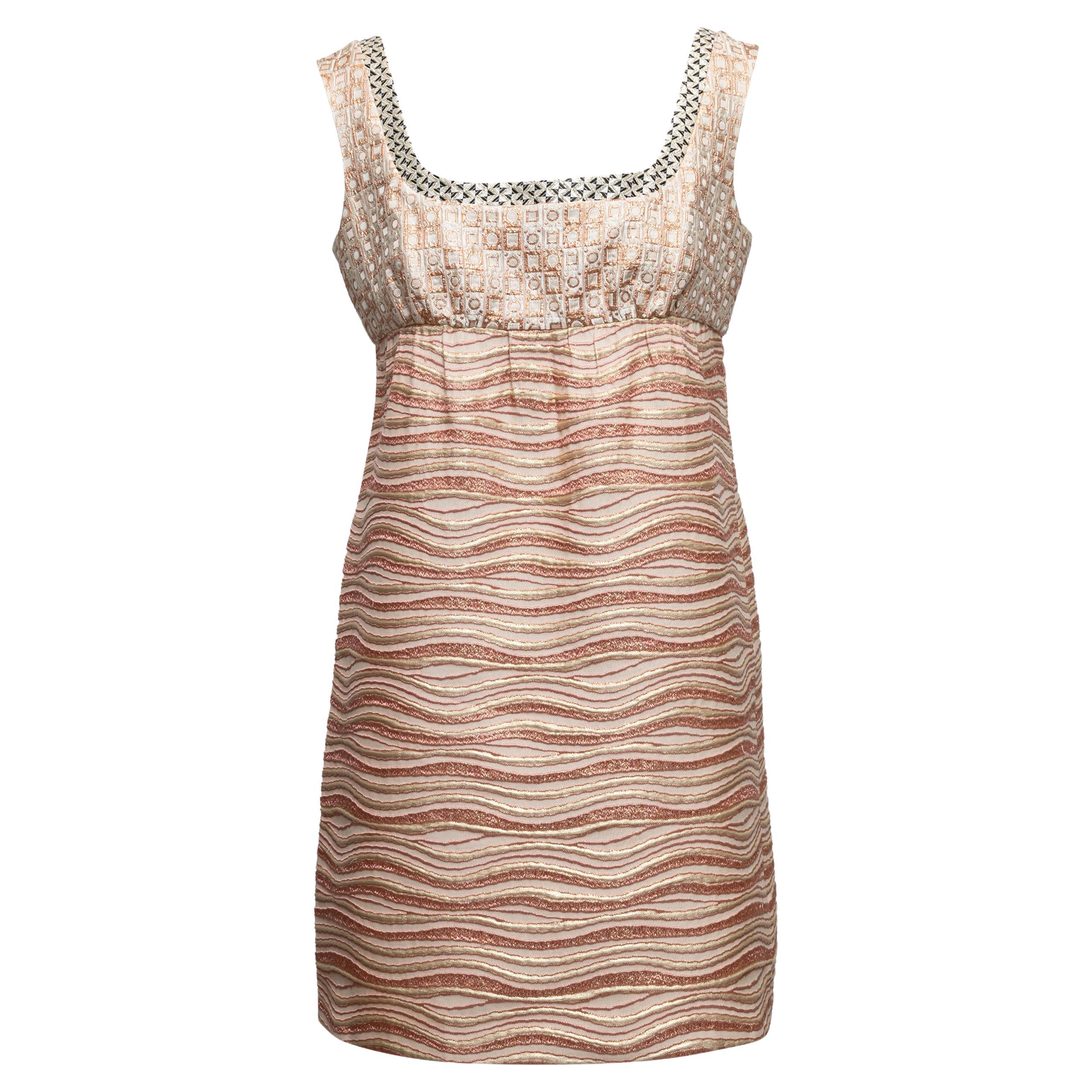 Rose & Gold Miu Miu Jacquard Sleeveless Mini Dress Size IT 44