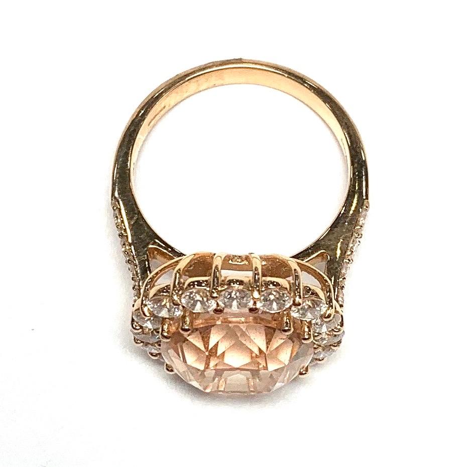 Edwardian Rose Gold Morganite and Diamond Cluster Ring For Sale