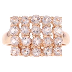 Rose Gold Morganite Cluster Cocktail Ring - 10k Round 2.00ctw