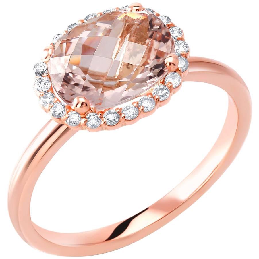 Rose Gold Morganite Diamond Cluster Cocktail Ring