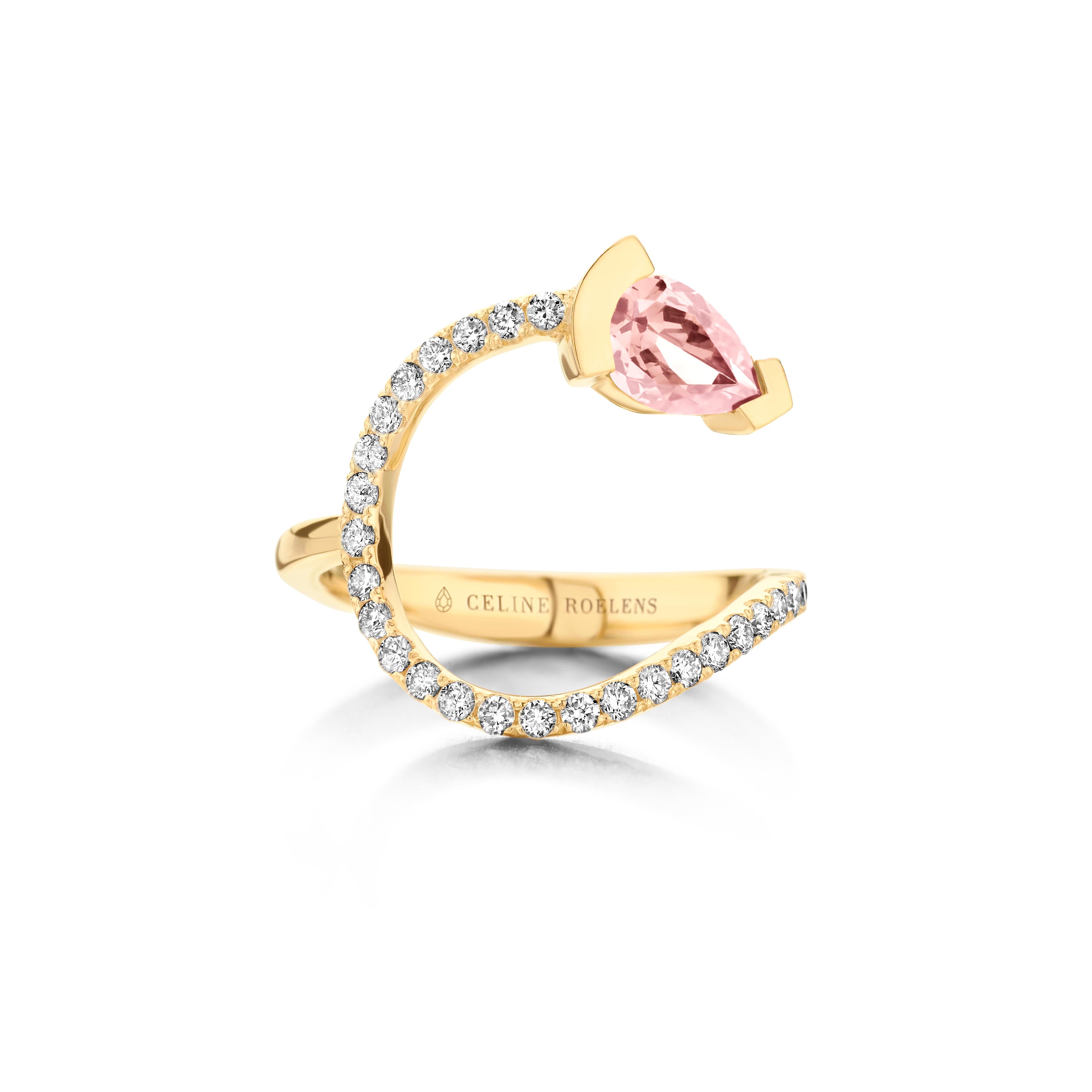 Contemporary Rose Gold Morganite Diamond Cocktail Ring For Sale