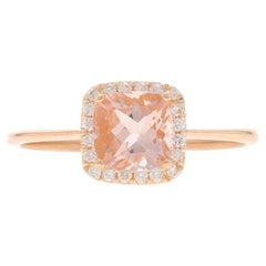 Rose Gold Morganit Diamant Halo-Ring - 14k Kissenschliff .87ctw