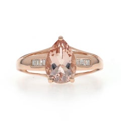 Rose Gold Morganite Diamond Ring - 10k Pear 1.50ctw