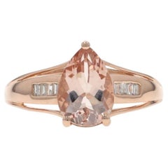 Rose Gold Morganite Diamond Ring - 10k Pear 1.50ctw