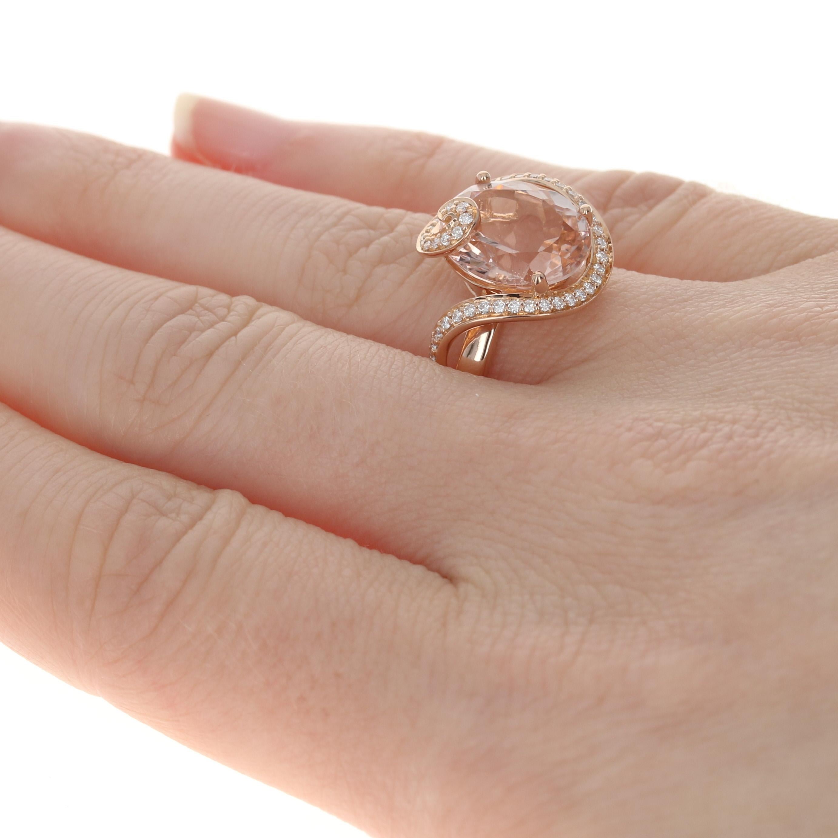 For Sale:  Rose Gold Morganite & Diamond Ring, 18k Oval Cut 4.93ctw Halo-Inspired Swirl 4